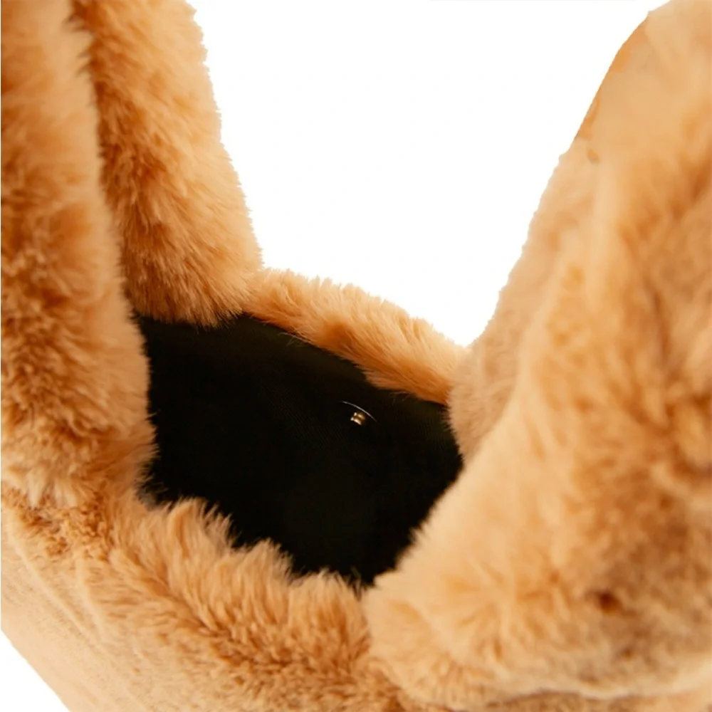 Unhide Lil Fluffy Handbag Faux Fur Plush Bag Tote Furry Fuzzy